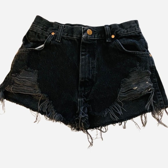 Furst of a Kind LF Wrangler Black Distressed Denim Shorts (10) - Picture 1 of 7